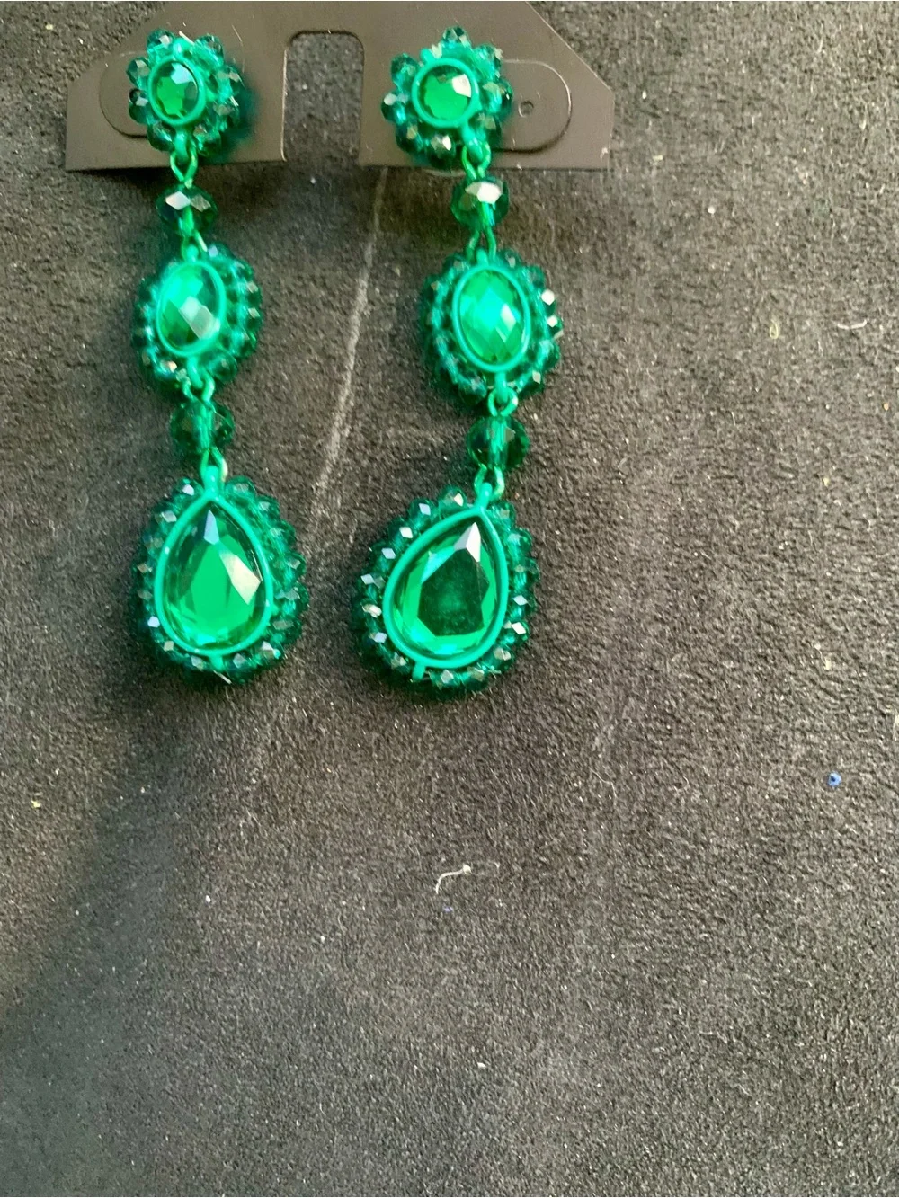 Never used .. Vintage emerald green long earring.